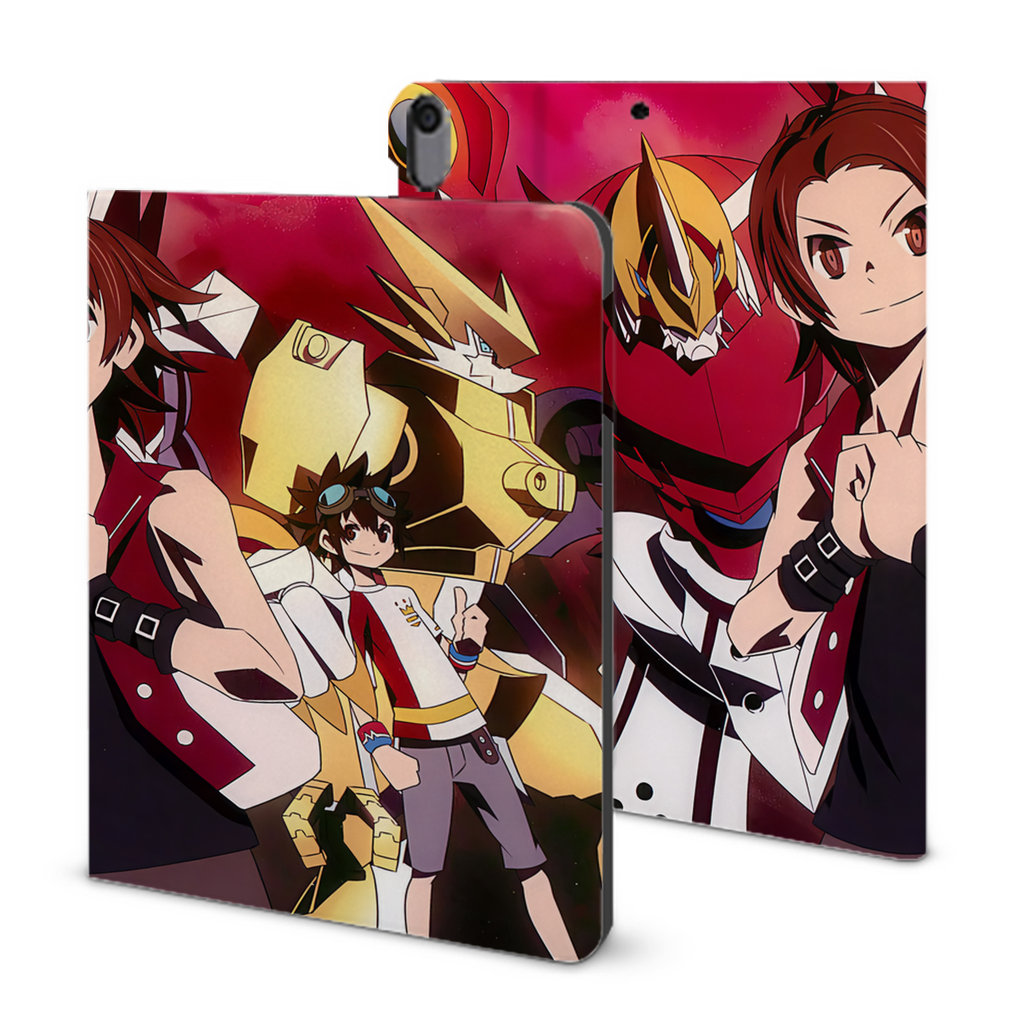 （画像用） Digimon デジタルモンスター/デジモン IPad ケース ブック型 PUレザー TPU 耐衝撃 軽量 薄型 ペン収納なし 全面保護 IPad 各モデル対応